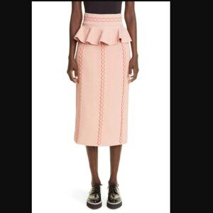 Alexander McQueen Peplum Knit Jacquard Pencil Skirt NWOT XS